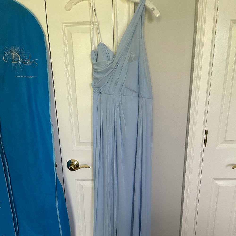 One shoulder baby blue dress